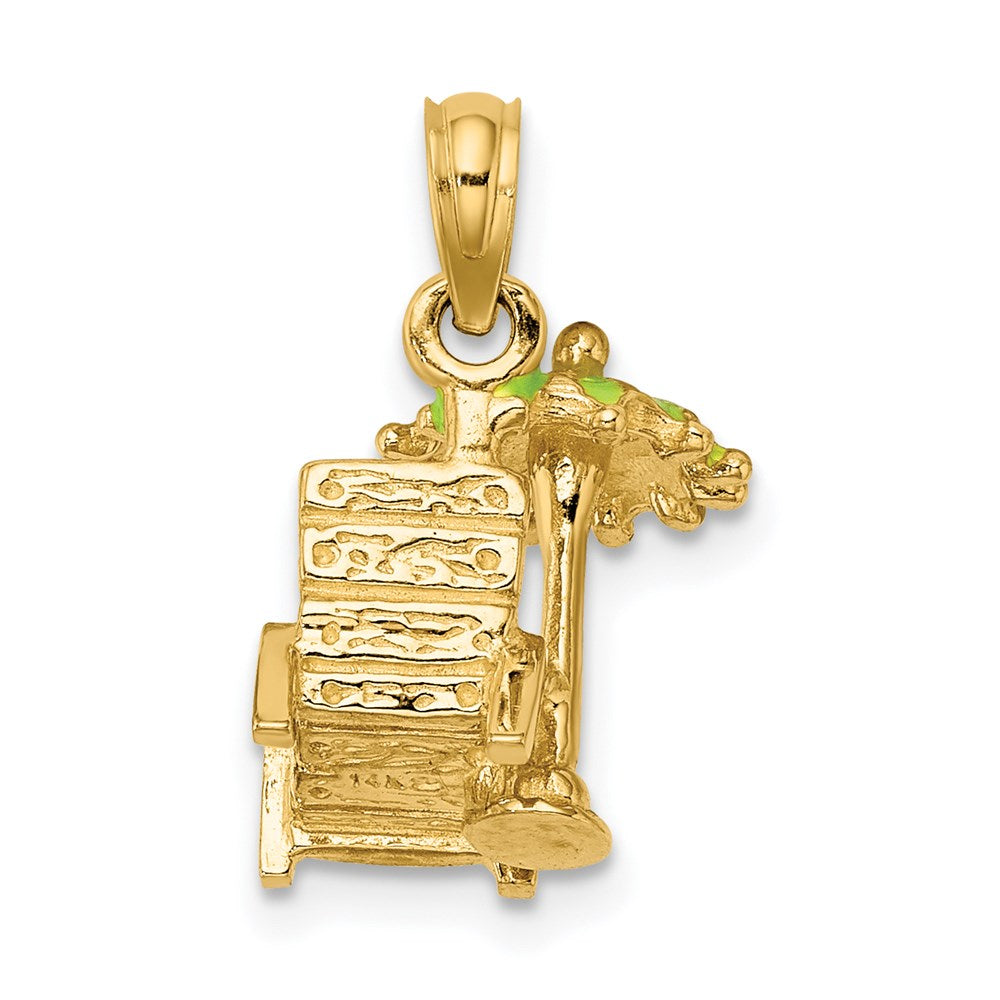 14K 3-D Beach Chair w/Green Enameled Umbrella Charm