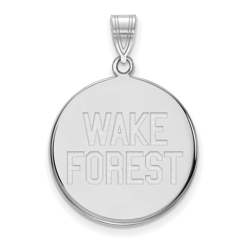 Sterling Silver Rhodium-plated LogoArt Wake Forest University W-F Deacon Large Disc Pendant Q-SS068WFU