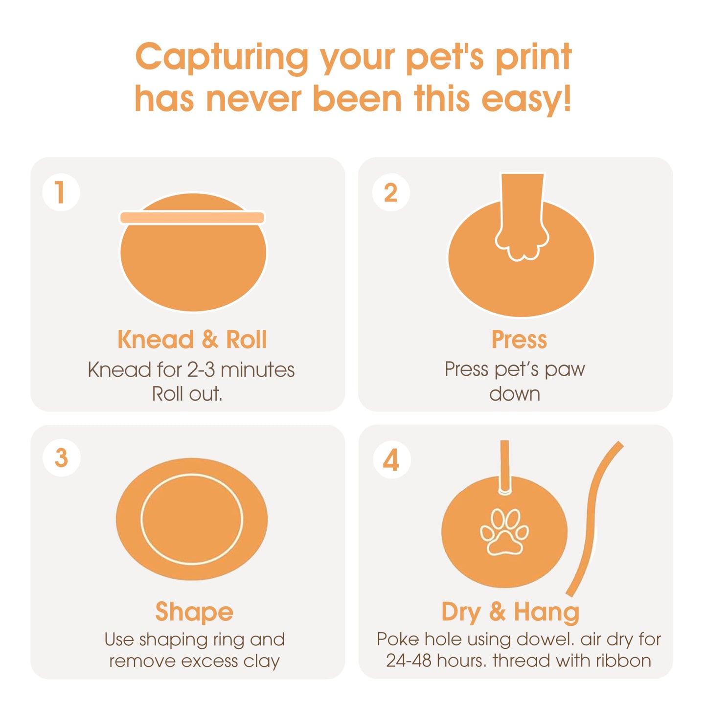 Pearhead Pet Pawprint Keepsake Kit for Dogs or Cats, Includes Impression Material, 5”Wx5”H
