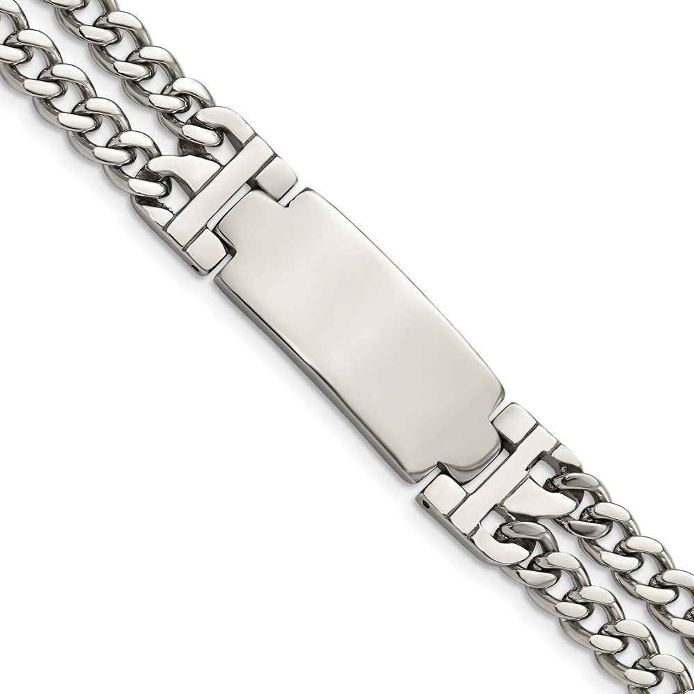Stainless Steel Polished Adjustable 7.75in w/.5in ext. ID Bracelet 7.25 inches