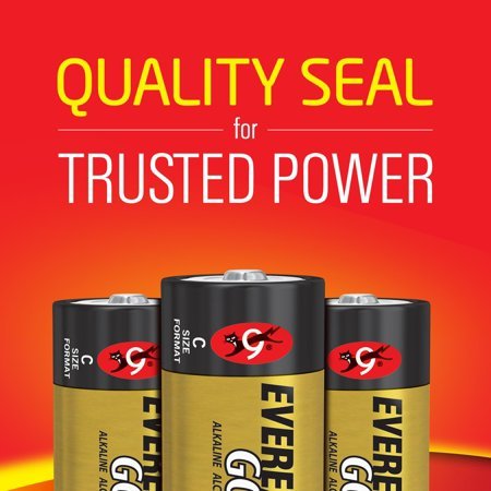 Eveready Gold Alkaline C Batteries, 2 Pack of C Cell Batteries
