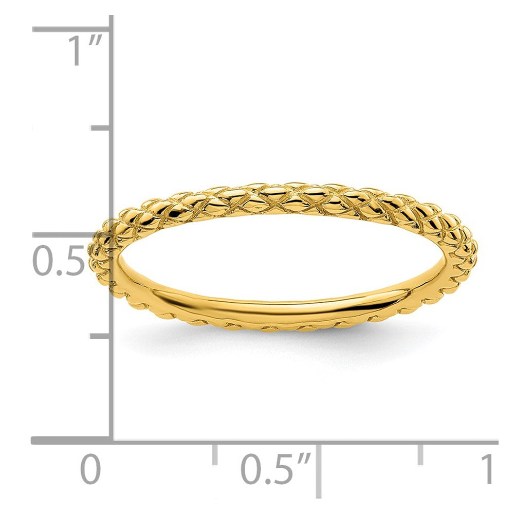Sterling Silver Stackable Expressions Gold-plated Criss-cross Ring Size -7
