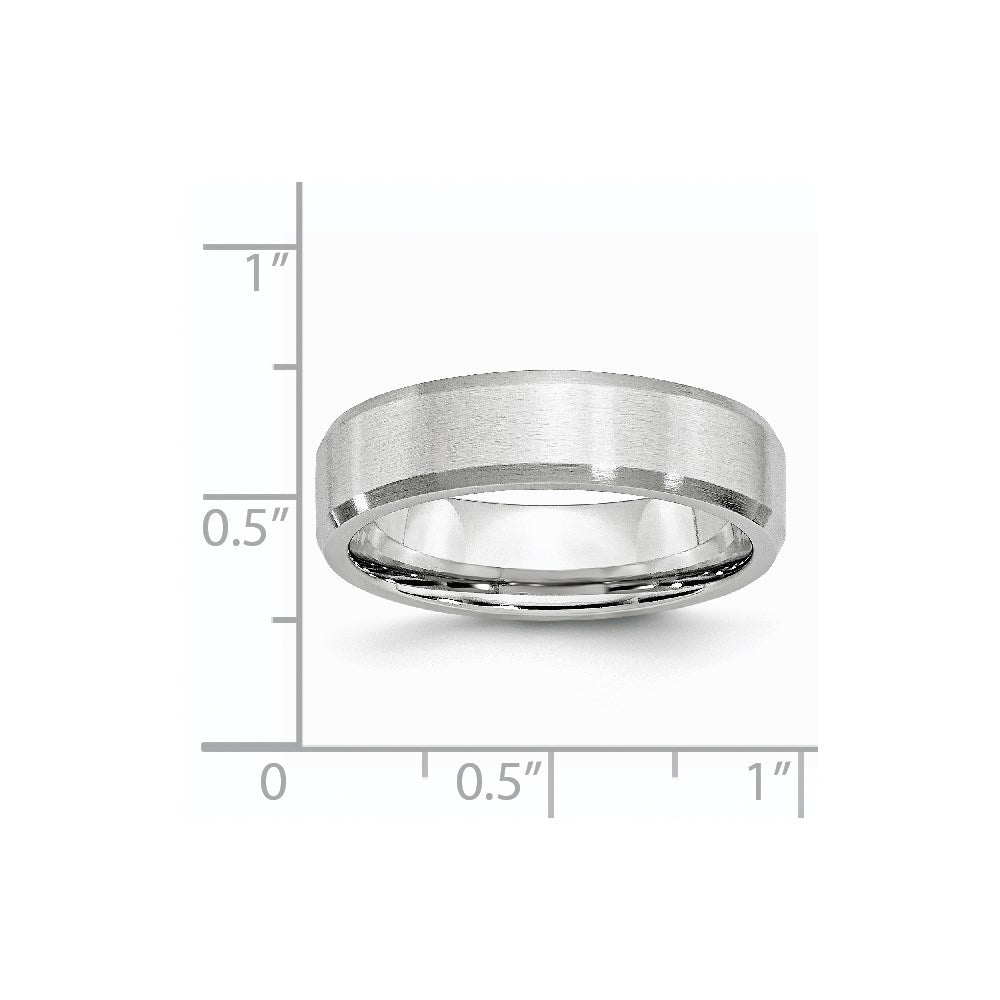 Cobalt Beveled Edge Satin 6mm Band Size - 10