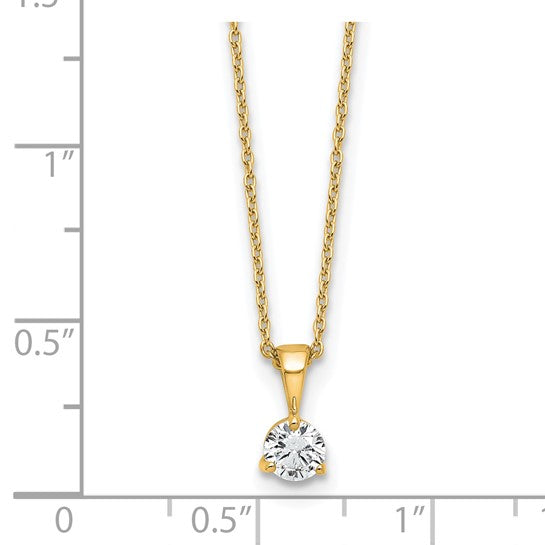14k 1/3 carat Lab Grown Diamond VS/SI+ G+ Three Prong 18 inch Complete Solitaire Pendant Necklace