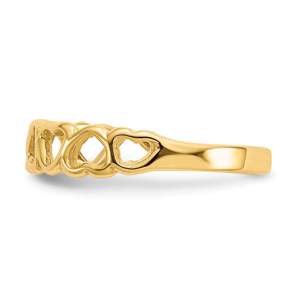 14k Polished Hearts Ring Size 7