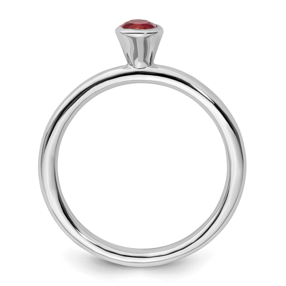 SS Stackable Expressions High 4mm Round Pink Tourmaline Ring Size -8