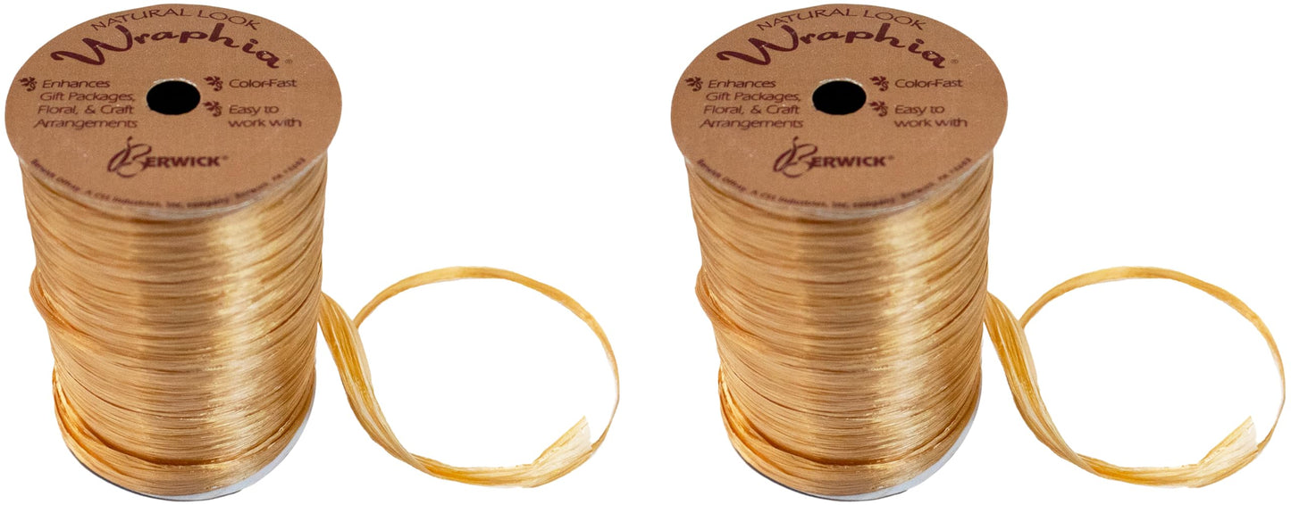Pearlized Raffia Ribbon Roll 100 Yards for Kraft Packaging and Decoration (Gold)