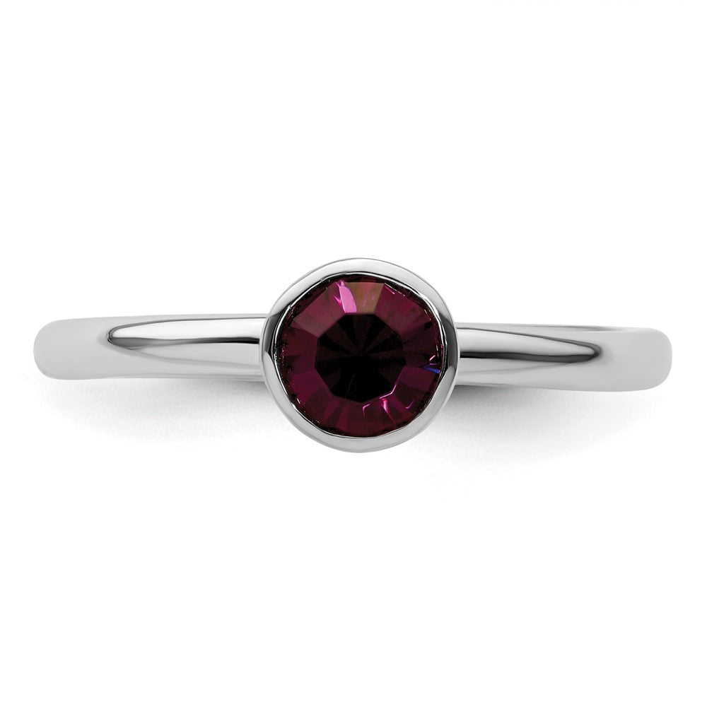 Sterling Silver Stackable Expressions High 5mm February Crystal Ring Size -8