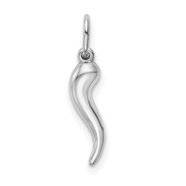 Finest Gold 10K White Gold Hollow Italian Horn Pendant