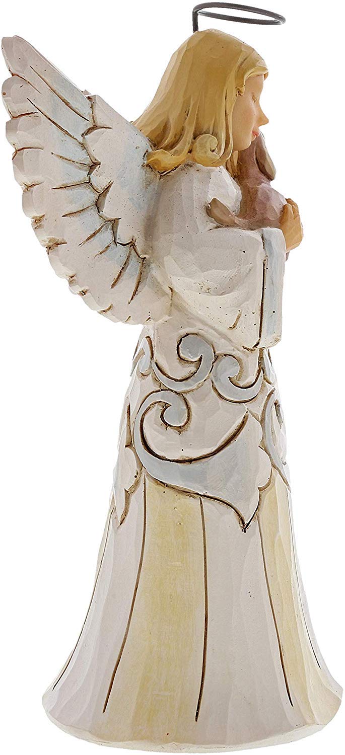 Enesco Jim Shore Heartwood Creek White Farmhouse Angel with Dog