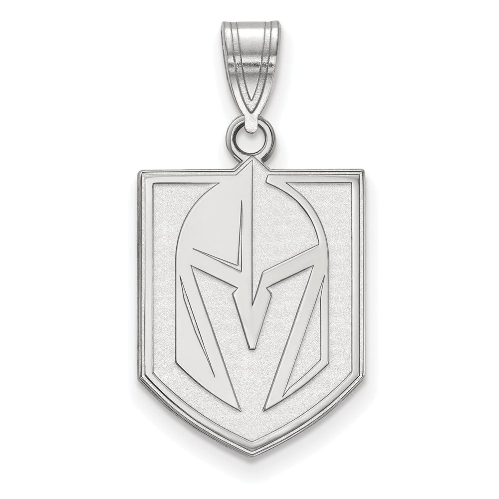 Sterling Silver Rhodium-plated NHL LogoArt NHL Vegas Golden Knights Large Pendant Q-SS004VGK