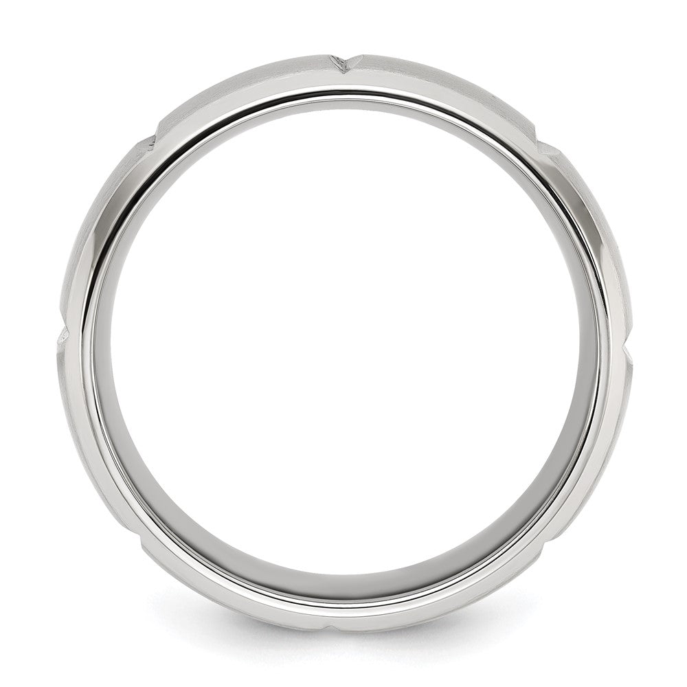 Chisel Titanium Brushed and Polished Grooved 8mm Band Size - 10