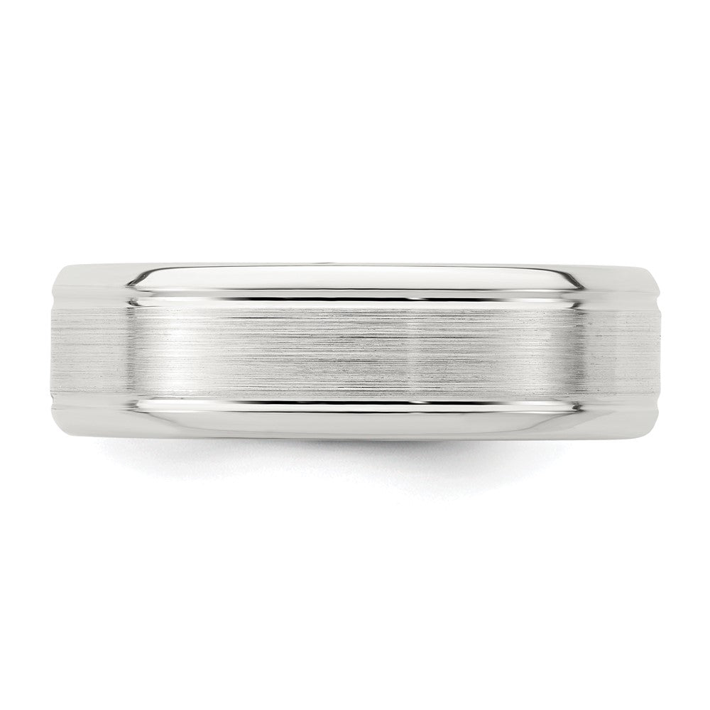 Sterling Silver 6mm Brushed Flat Grooved Beveled Edge Fancy Band Size 9