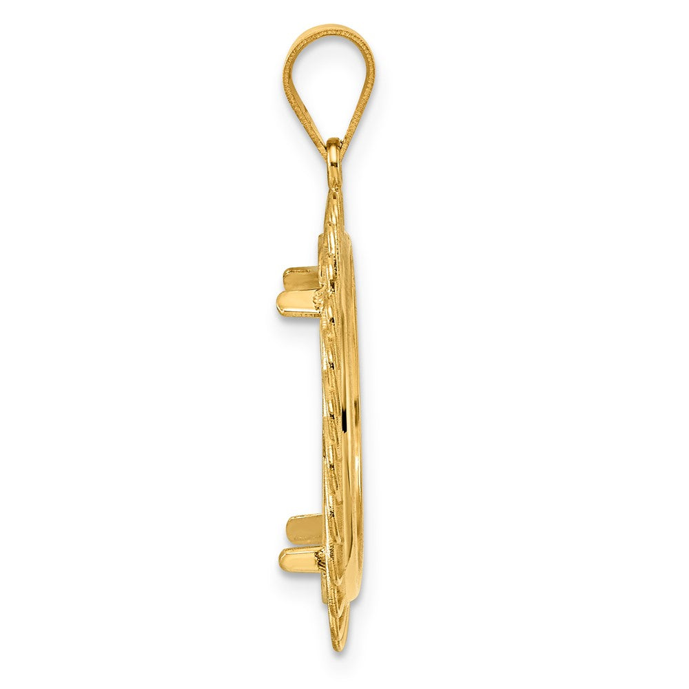 14k Polished Tilted with 18.0mm Prong Coin Bezel Pendant