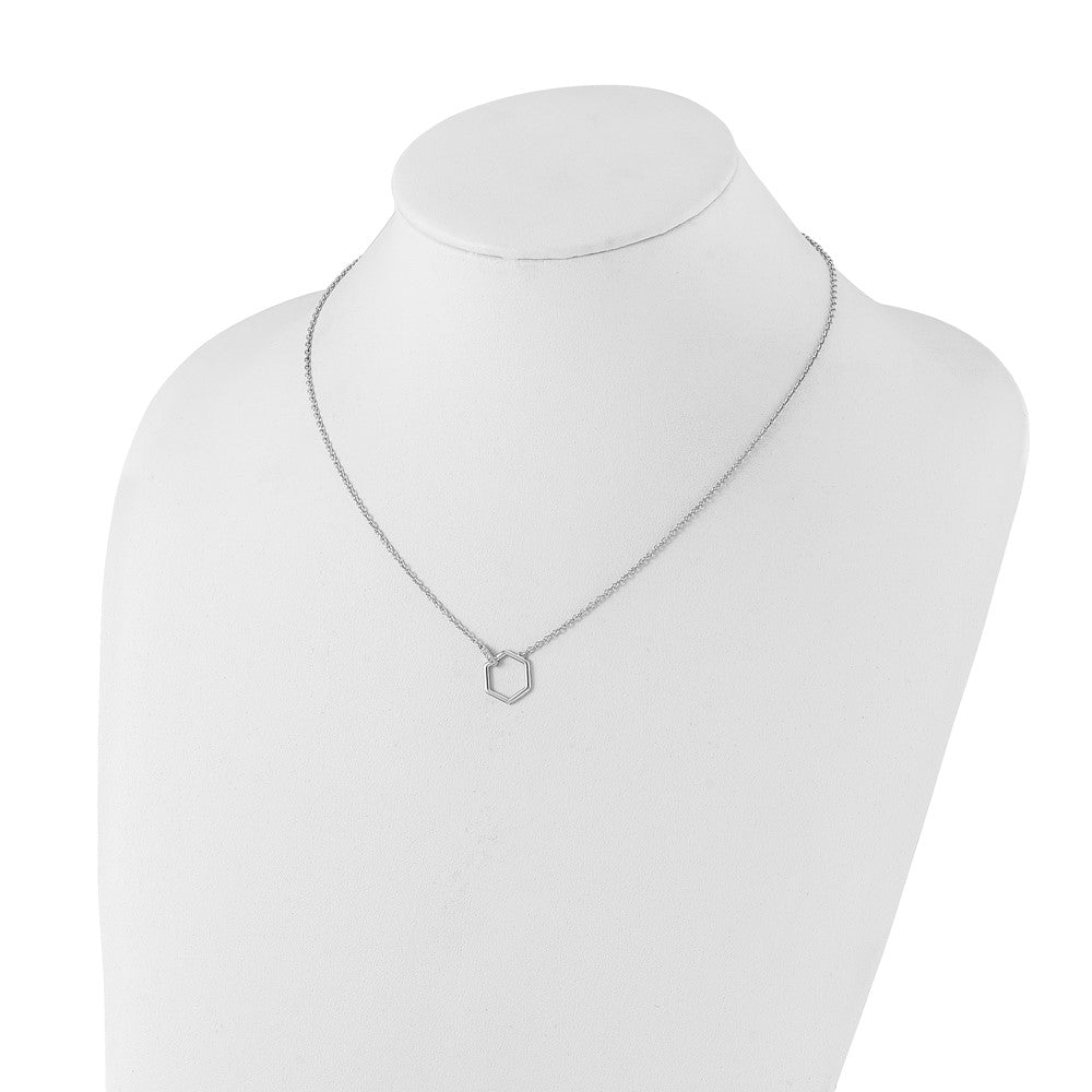 White Ice Sterling Silver Rhodium-plated 18 Inch Diamond Hexagon Necklace 18 Inches