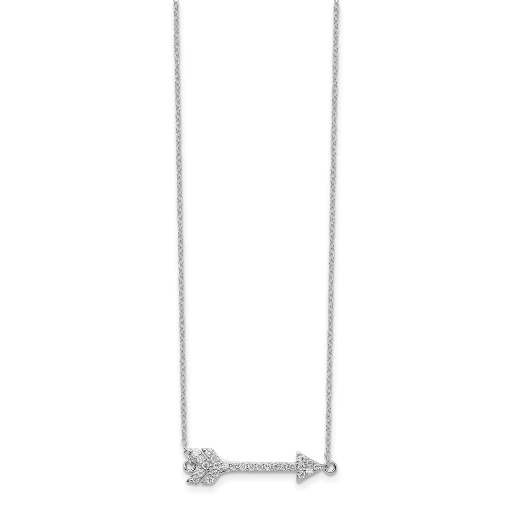 Sterling Silver Rhodium-plated CZ Arrow w/2in ext. Necklace 16 Inches