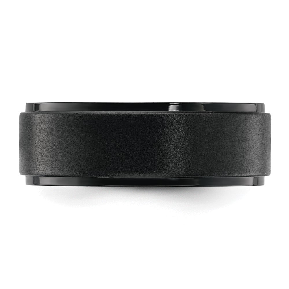 Chisel Stainless Steel Polished Black IP-plated Brushed Center 8mm Band Size - 12.5