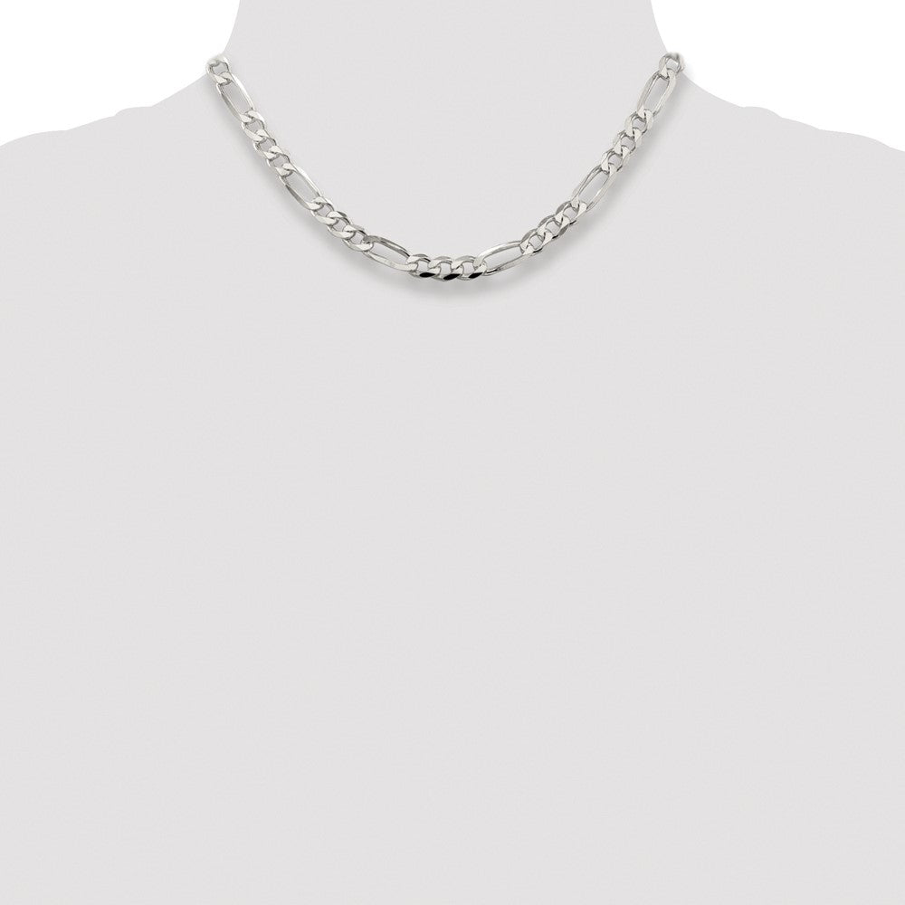 Sterling Silver Rhodium-plated 6.75mm Pav‚ Flat Figaro Chain