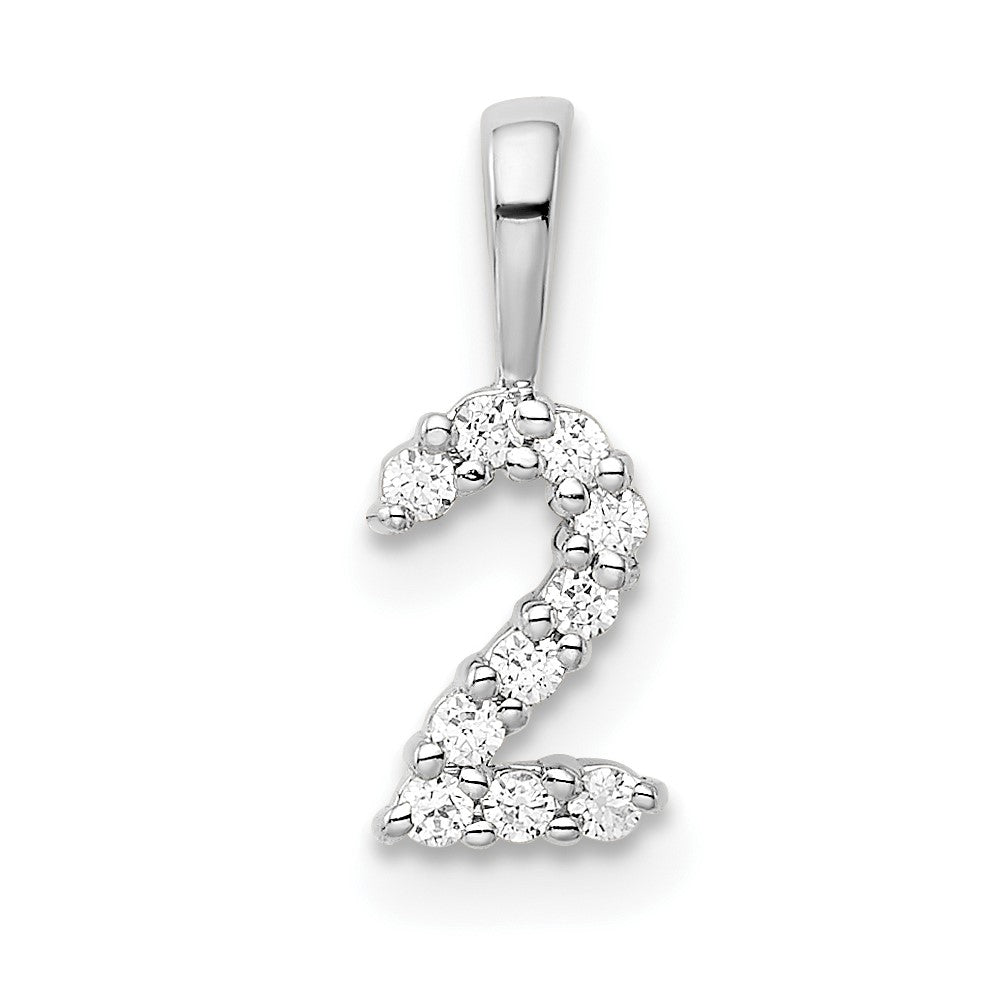 14k White Gold Diamond Number 2 Pendant
