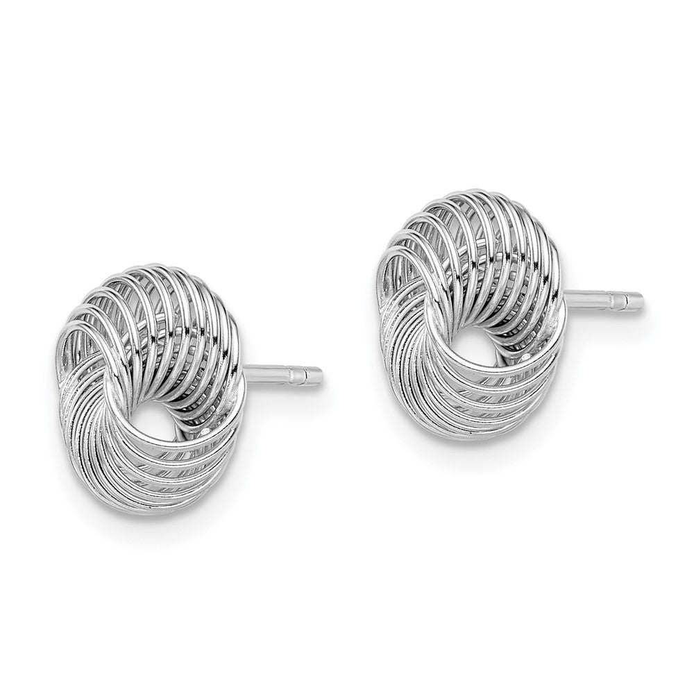 Sterling Silver Rhodium-plated Polished Twisted Knot Post Earrings