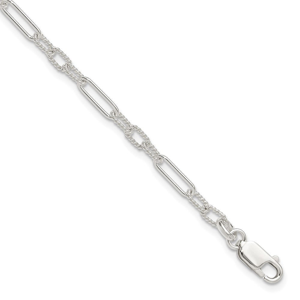 Sterling Silver Fancy Link Anklet 10 inches