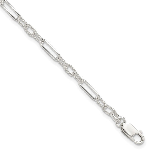 Sterling Silver Fancy Link Anklet 10 inches