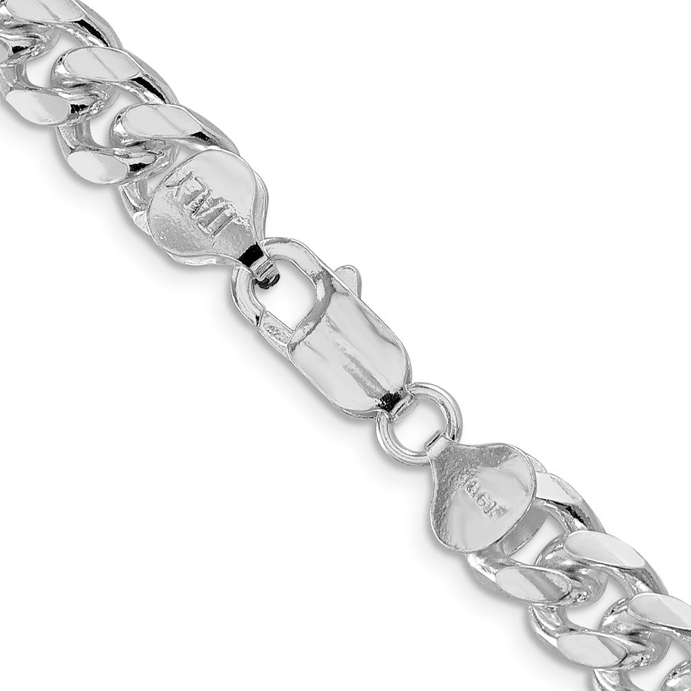 Sterling Silver Rhodium-plated 8.5mm Domed w/ Side D/C Curb Chain 26 Inches