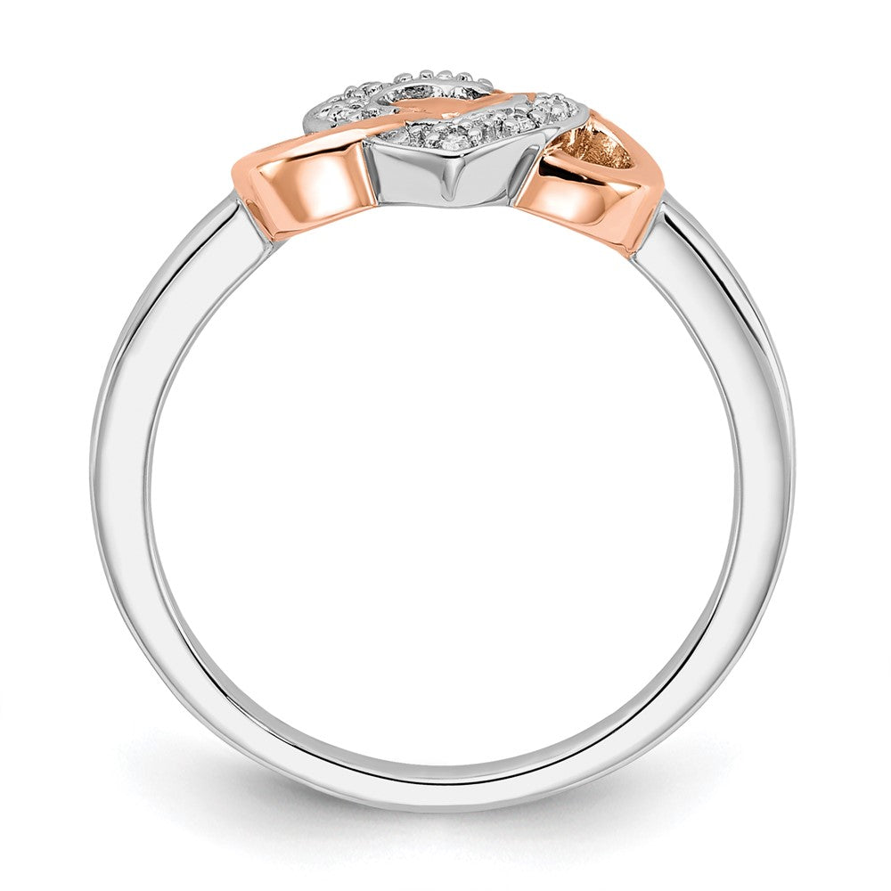 10K Two Tone Diamond Infinity with Heart Ring