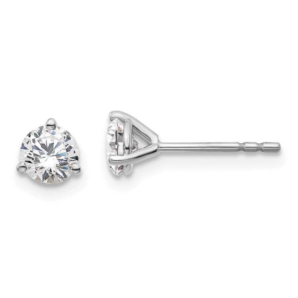 14k White Gold 2/3 ctw Lab Grown Diamond VS+ F+ Round 3 Prong Heavy Wt. Stud Earrings