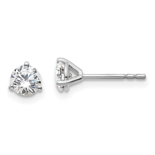 14k White Gold 2/3 ctw Lab Grown Diamond VS+ F+ Round 3 Prong Heavy Wt. Stud Earrings