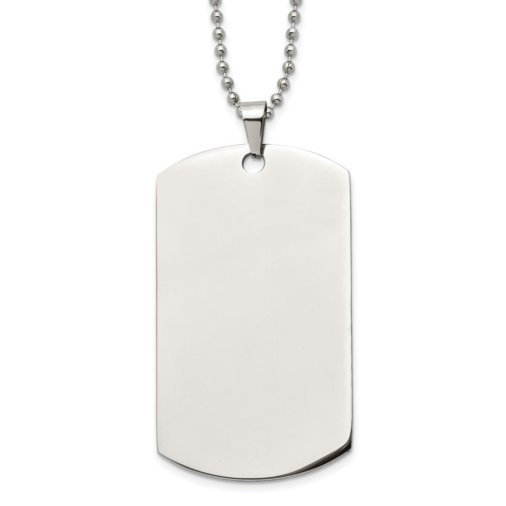 Stainless Steel Brushed & Polished Round Edge XLarge 2mm Dog Tag Necklace