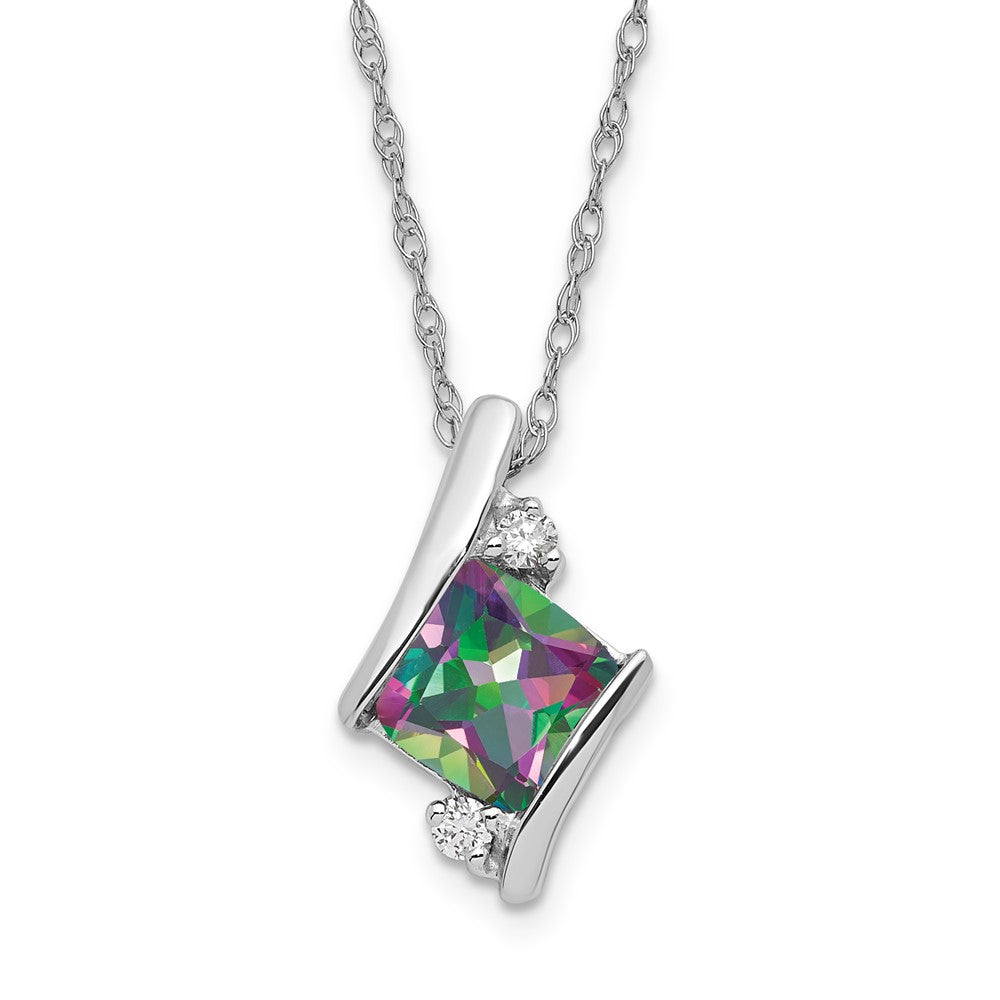 SS Mystic Fire & Diamond Pend Necklace