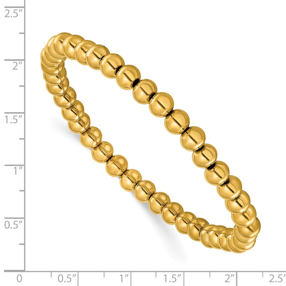 Chisel Stainless Steel Polished Yellow IP-plated 6mm Beaded 7.75 inch Stretch Bracelet 7.25 inches