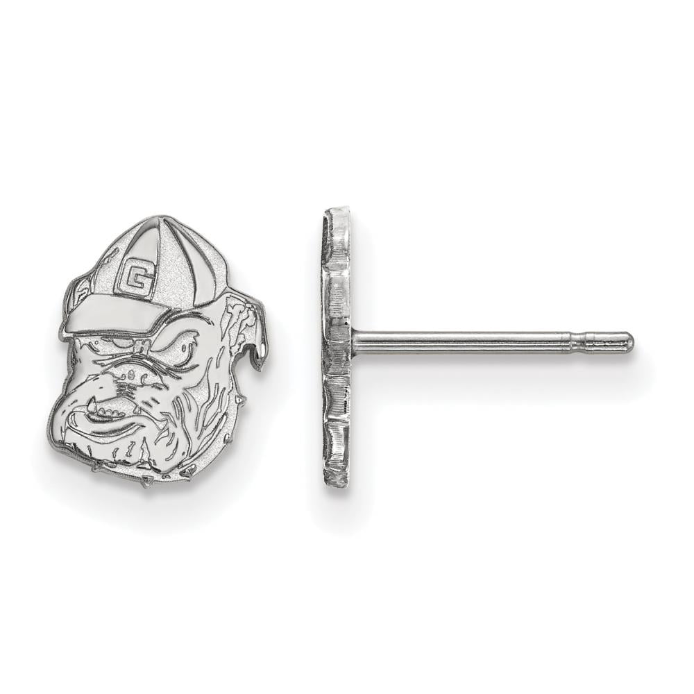 Sterling Silver Rhodium-plated LogoArt University of Georgia Bulldog Extra Small Post Earrings Q-SS049UGA