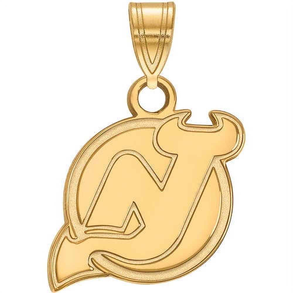Sterling Silver Gold Plated NHL LogoArt New Jersey Devils Small Pendant