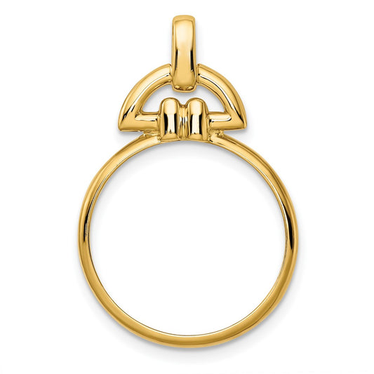 Wideband Distinguished Coin Jewelry 14k Polished Rounded Motif 18.0mm Prong Coin Bezel Pendant
