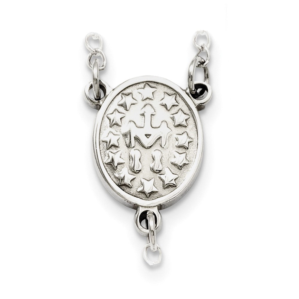 Stainless Steel Polished 8mm Beaded Rosary 32.5 inch Necklace