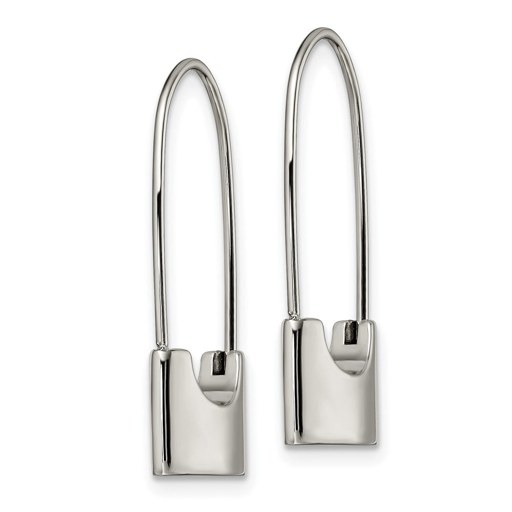 Stainless Steel Polished Lock Earrings