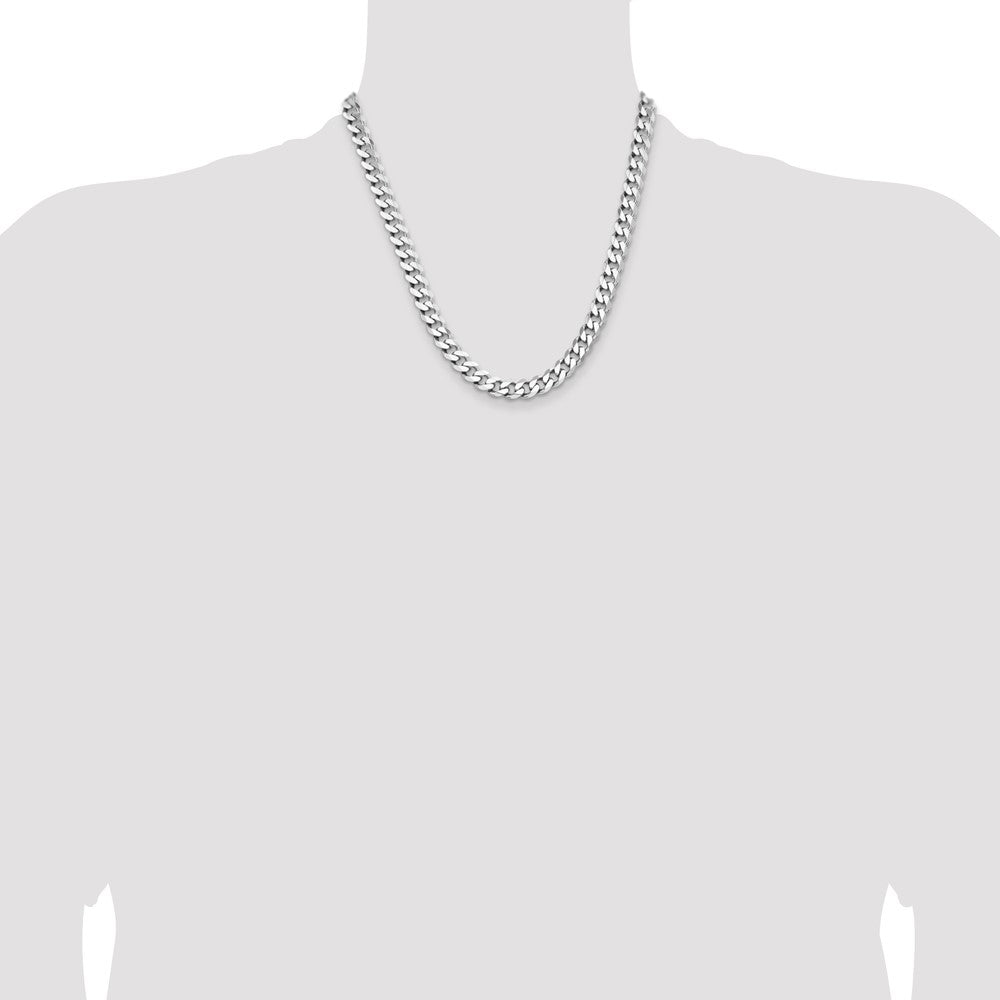 Sterling Silver Rhodium-plated 8.3mm Curb Chain 20 Inches