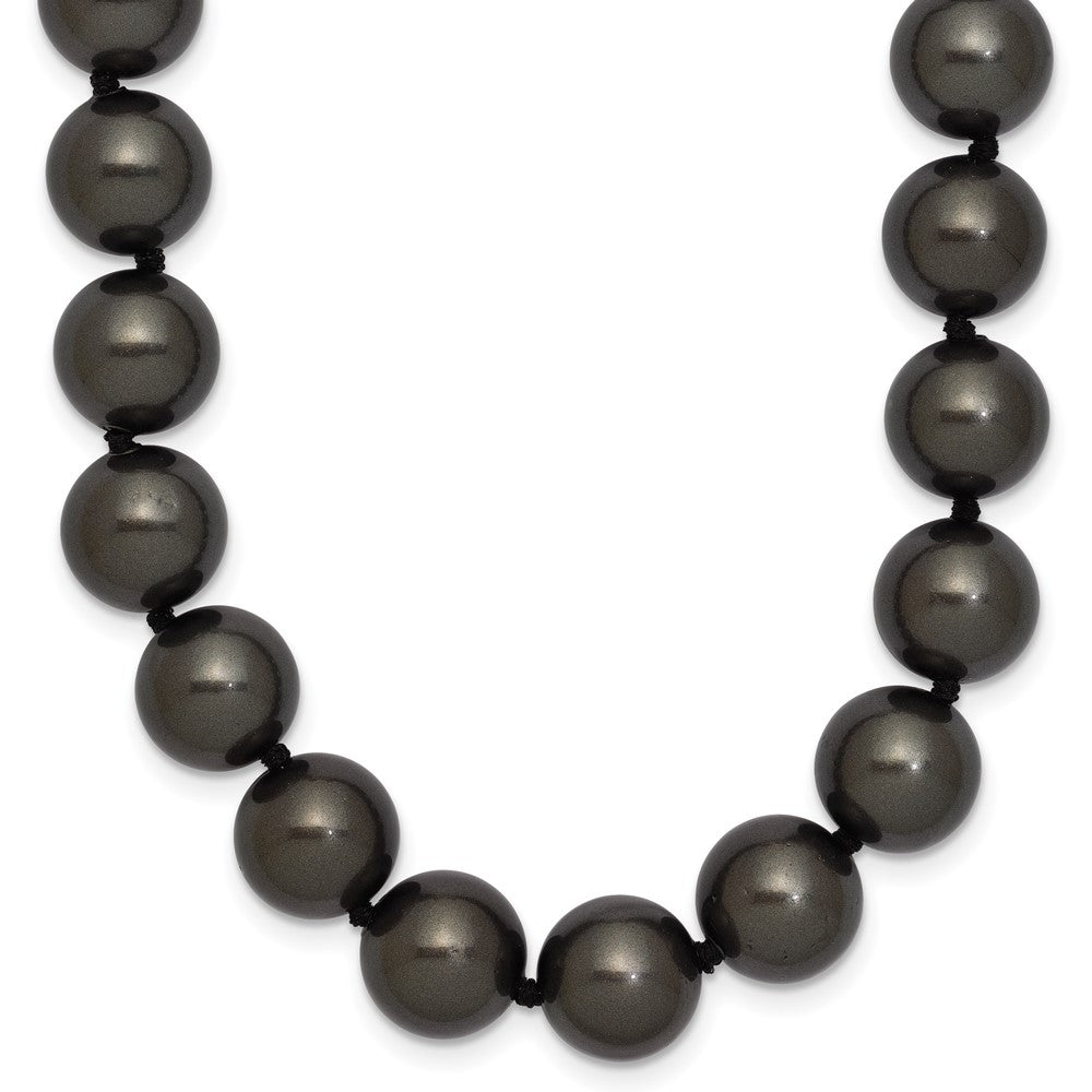 Majestik Sterling Silver Rhodium-plated 10-11mm Black Imitation Shell Pearl Hand-knotted Necklace 18 Inches