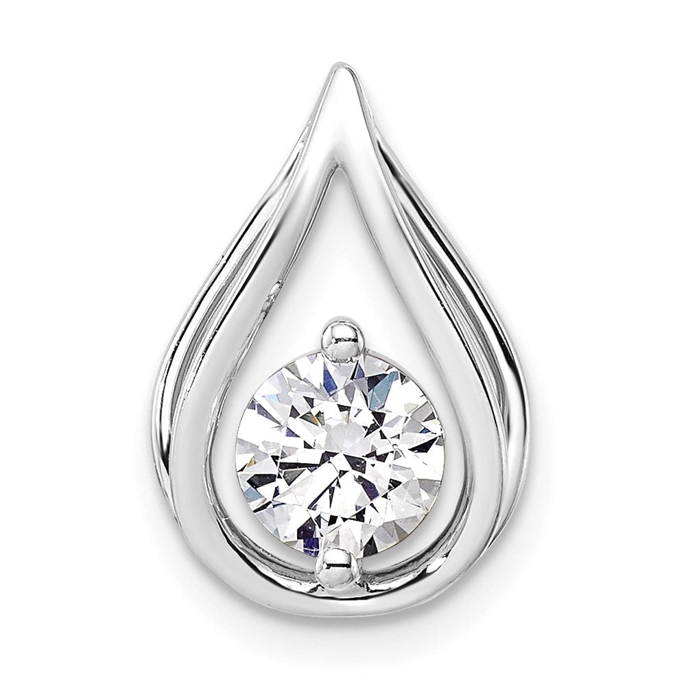 14k White Gold 3/4 carat Lab Grown Diamond VS/SI+ G+ Teardrop Chain Slide Pendant
