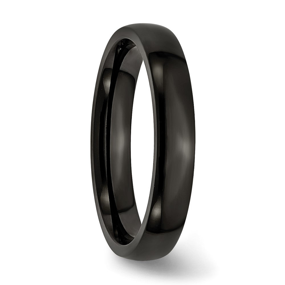 Stainless Steel 4mm Black IP-plated Polished Band Size - 6