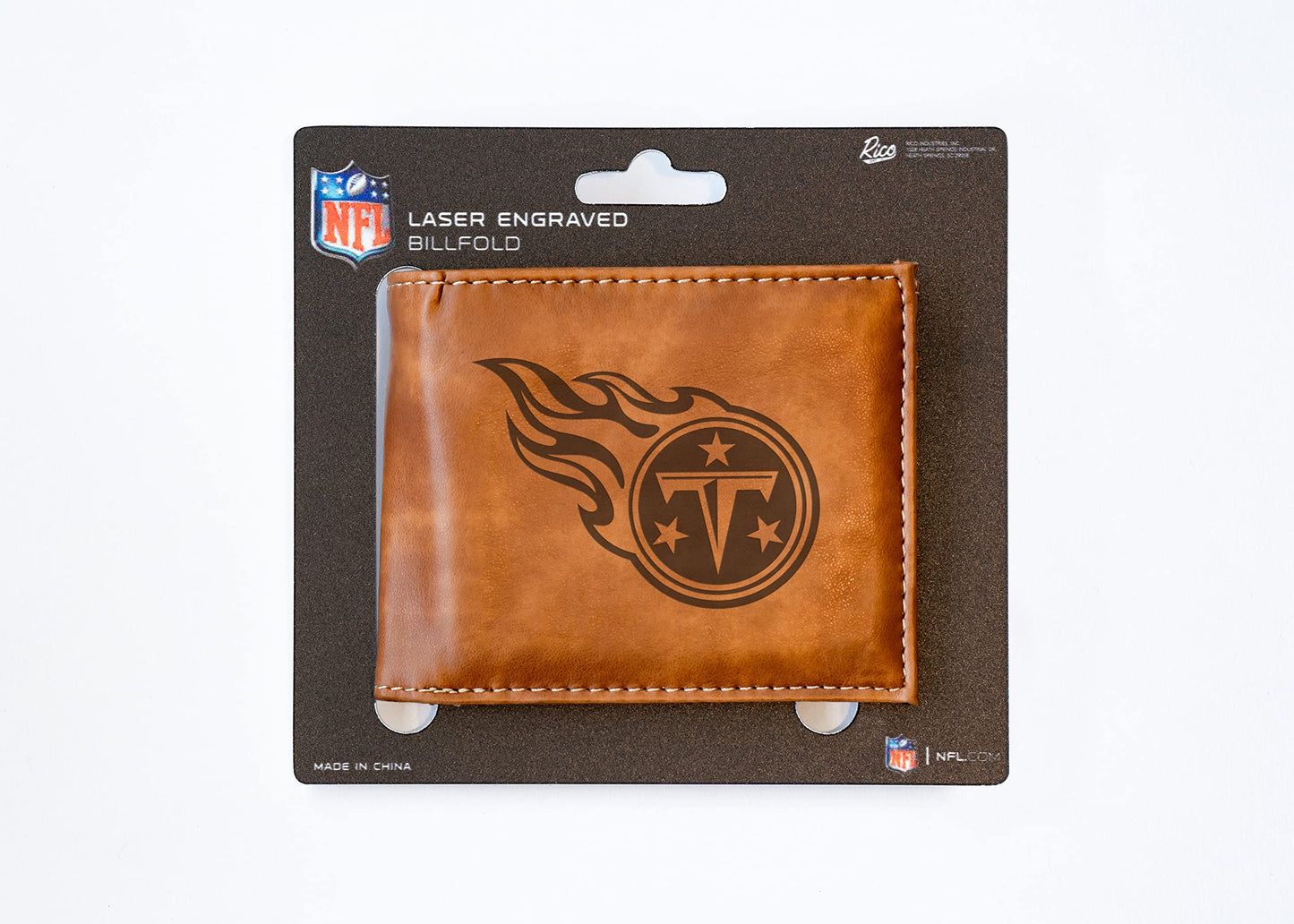 Rico Industries Football Tennessee  Brown Laser Engraved Bill-fold Wallet - Slim Design - Great Gift