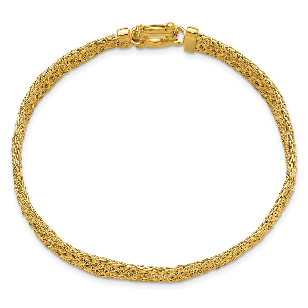 14K Polished and D/C Fancy Woven Bracelet 7.5  inches