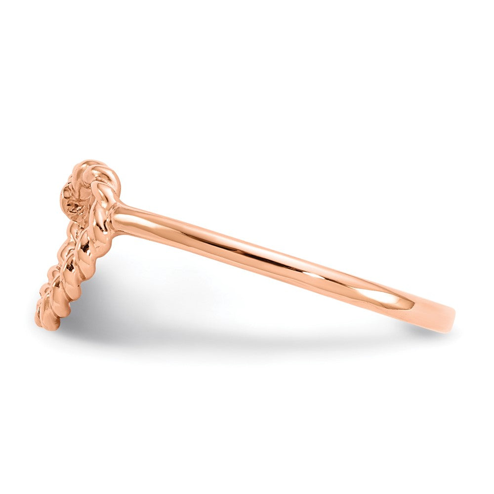 14k Rose Gold Polished & Textured Heart Ring Size 7
