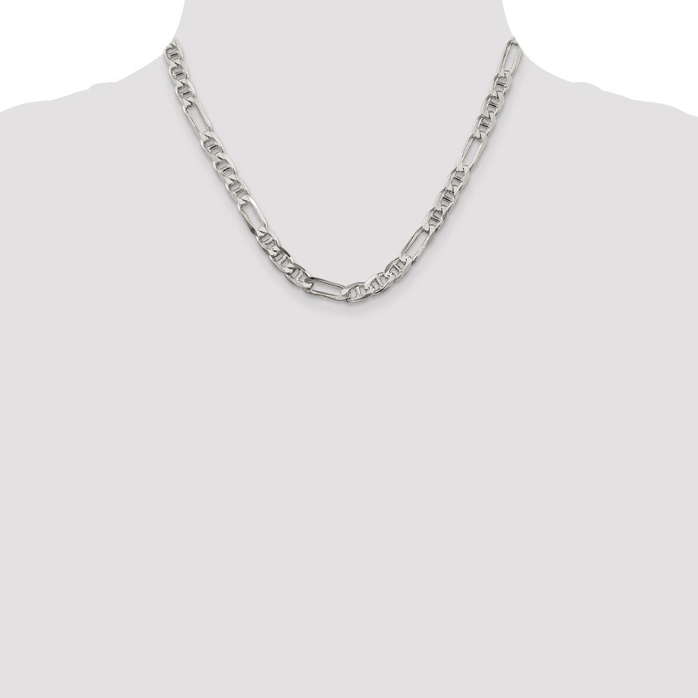 Sterling Silver 6.5mm Figaro Anchor Chain 18 Inches