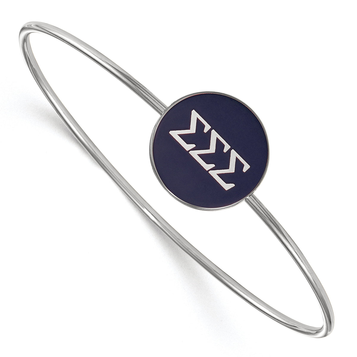 Sterling Silver Official Licensed Greek Sororities 7in Sigma Sigma Sigma (???) Enameled Slip-on Bangle