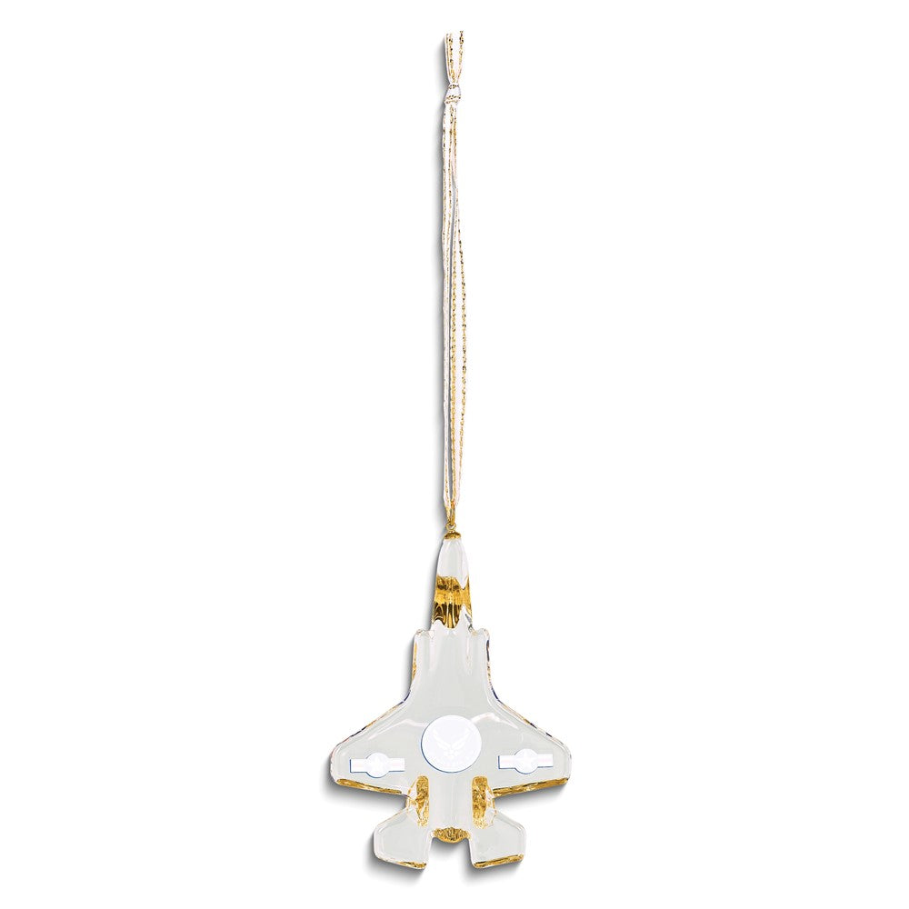 Glass Baron US Air Force Logo F-35 Jet Glass Ornament