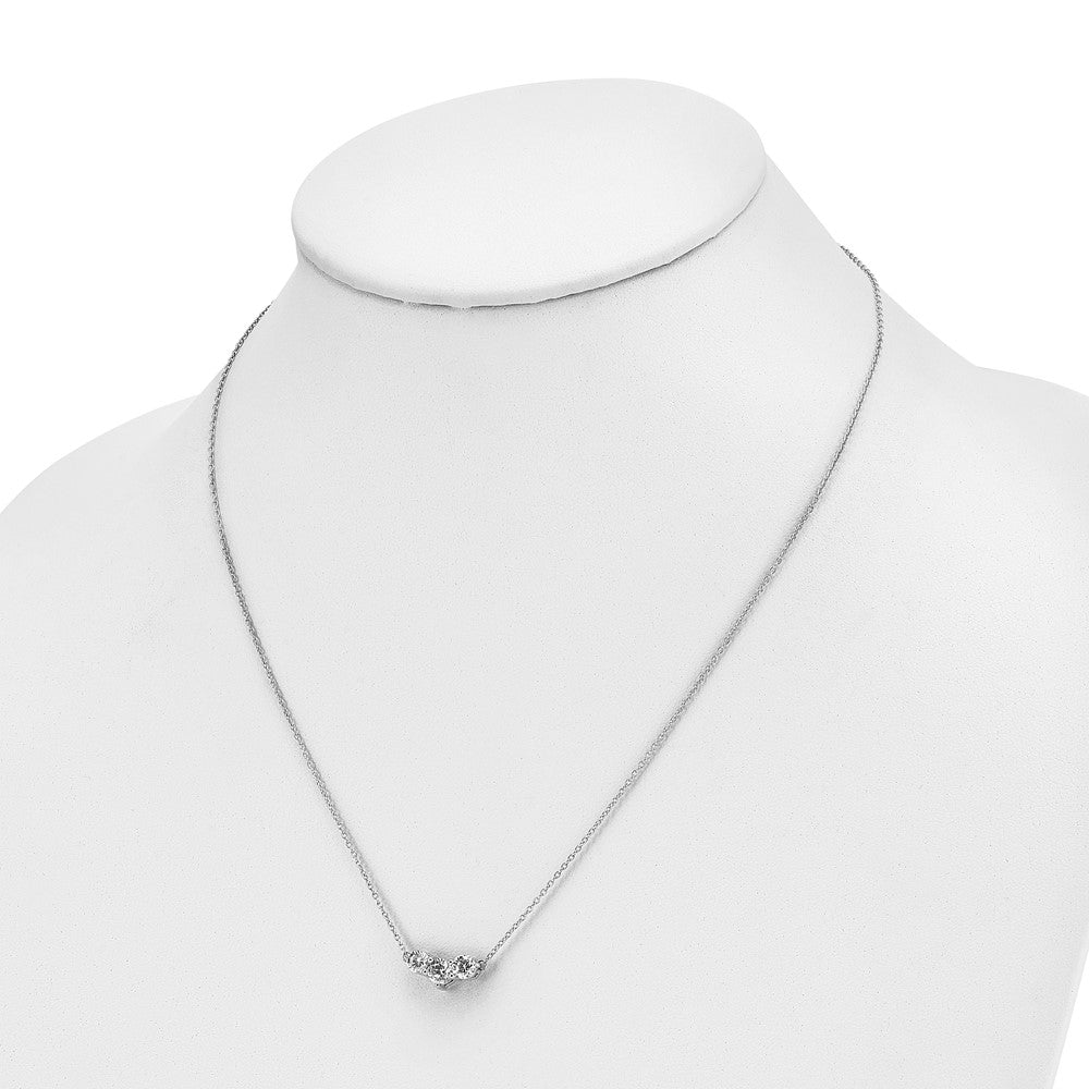 14k White Gold 1 carat Lab Grown Diamond VS/SI+ G+ 18 inch Three Stone Necklace