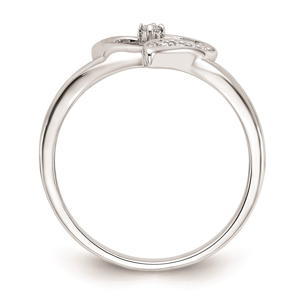 Sterling Silver Polished and Diamond Heart Ring- Dia:F60 Mel:S43